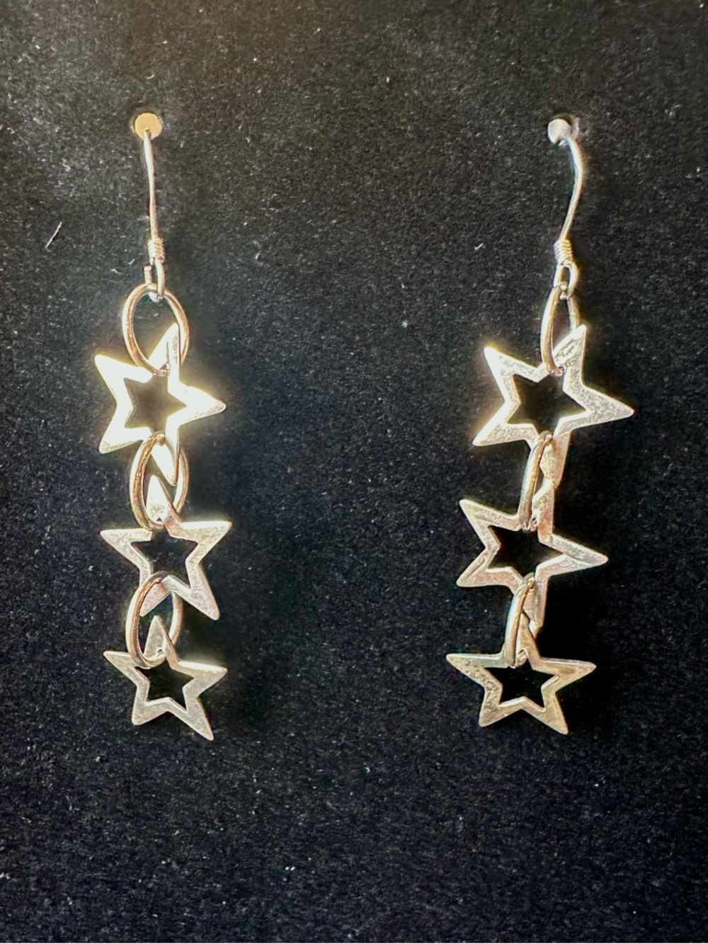 Sterling Silver Triple Star Dangle Earring